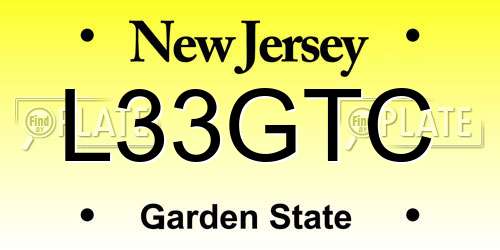 L33GTC New Jersey License Plate