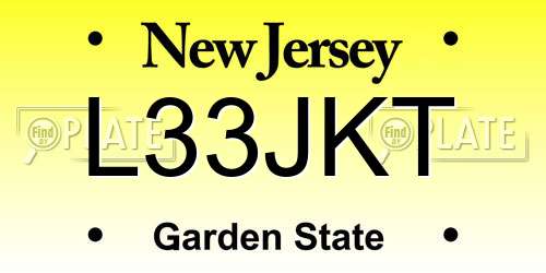 L33JKT New Jersey License Plate