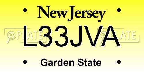 L33JVA New Jersey License Plate
