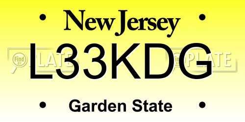 L33KDG New Jersey License Plate