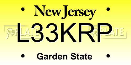 L33KRP New Jersey License Plate