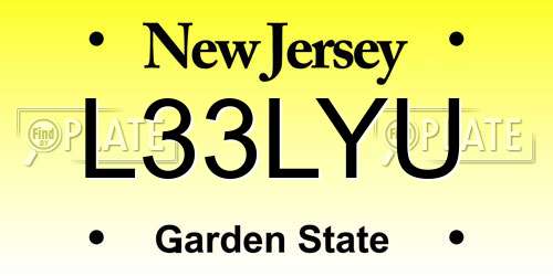 L33LYU New Jersey License Plate