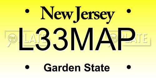 L33MAP New Jersey License Plate