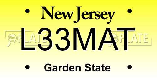 L33MAT New Jersey License Plate