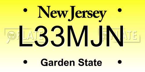 L33MJN New Jersey License Plate