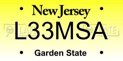 L33MSA New Jersey License Plate