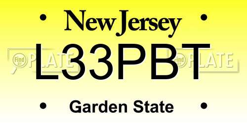 L33PBT New Jersey License Plate