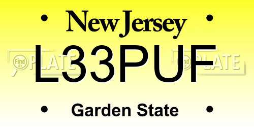 L33PUF New Jersey License Plate