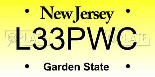 L33PWC New Jersey License Plate