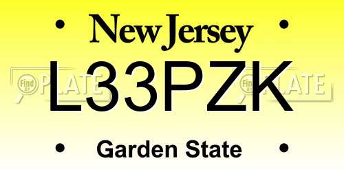 L33PZK New Jersey License Plate