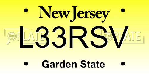 L33RSV New Jersey License Plate