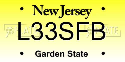 L33SFB New Jersey License Plate
