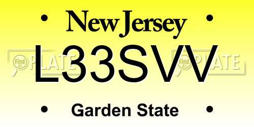 L33SVV New Jersey License Plate