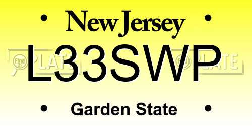 L33SWP New Jersey License Plate