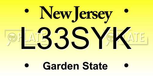 L33SYK New Jersey License Plate