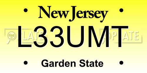 L33UMT New Jersey License Plate