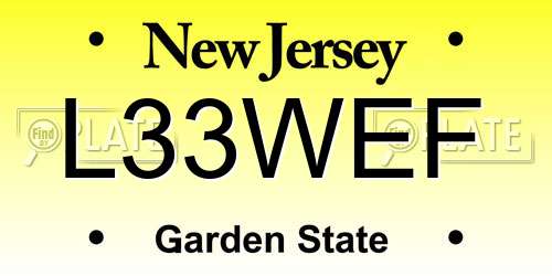 L33WEF New Jersey License Plate