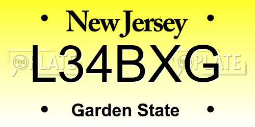L34BXG New Jersey License Plate