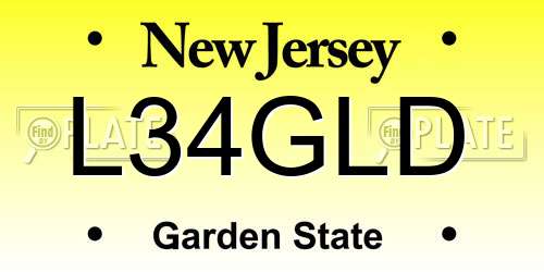 L34GLD New Jersey License Plate