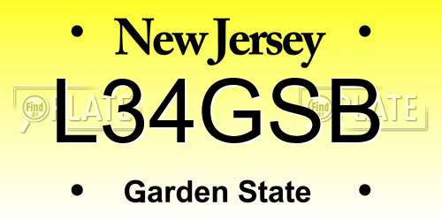 L34GSB New Jersey License Plate