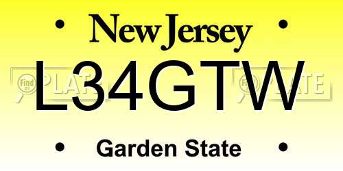 L34GTW New Jersey License Plate
