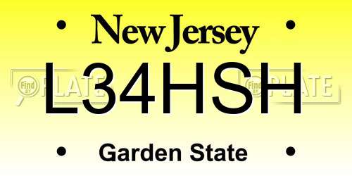 L34HSH New Jersey License Plate