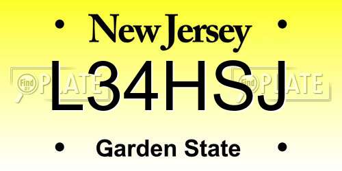 L34HSJ New Jersey License Plate