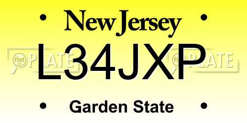 L34JXP New Jersey License Plate