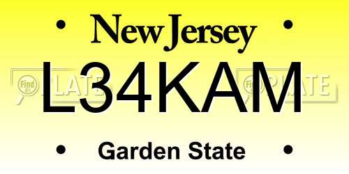 L34KAM New Jersey License Plate