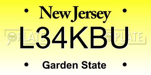 L34KBU New Jersey License Plate