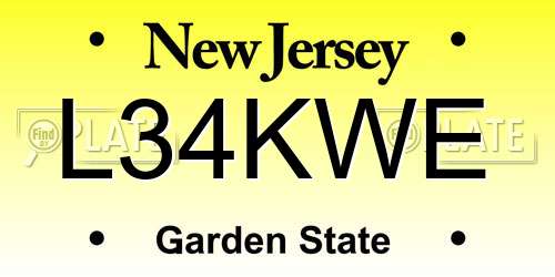 L34KWE New Jersey License Plate
