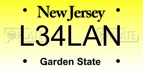 L34LAN New Jersey License Plate