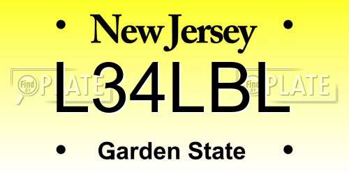 L34LBL New Jersey License Plate