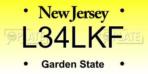 L34LKF New Jersey License Plate
