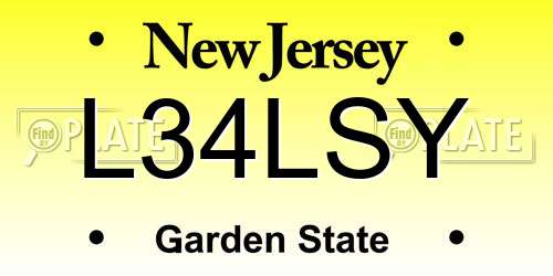 L34LSY New Jersey License Plate