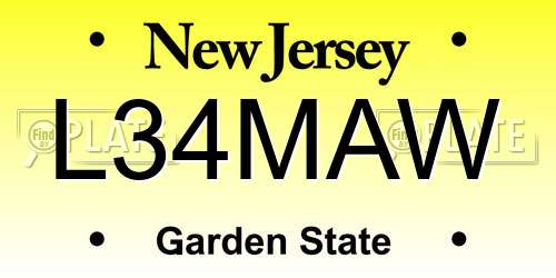 L34MAW New Jersey License Plate