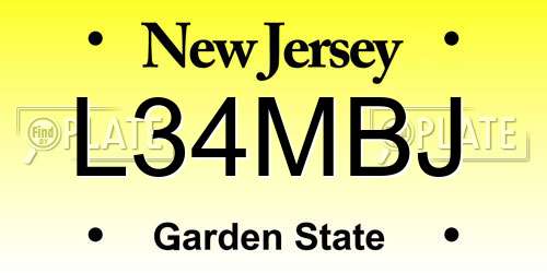 L34MBJ New Jersey License Plate