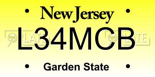 L34MCB New Jersey License Plate