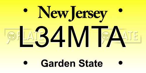 L34MTA New Jersey License Plate