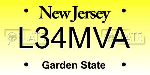 L34MVA New Jersey License Plate