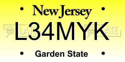 L34MYK New Jersey License Plate