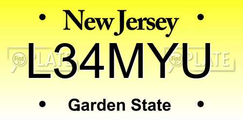 L34MYU New Jersey License Plate