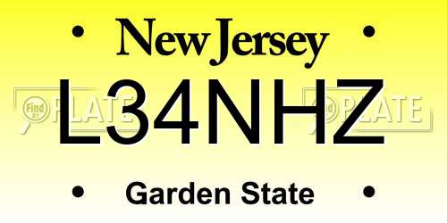 L34NHZ New Jersey License Plate