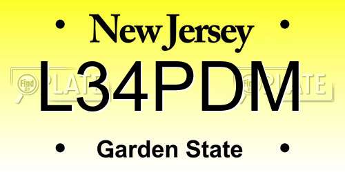 L34PDM New Jersey License Plate