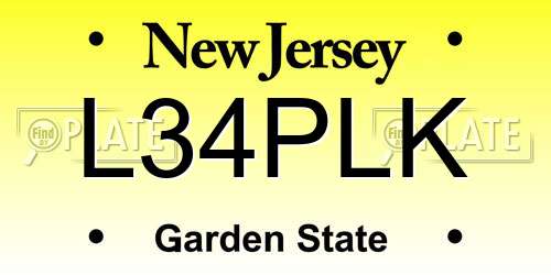 L34PLK New Jersey License Plate