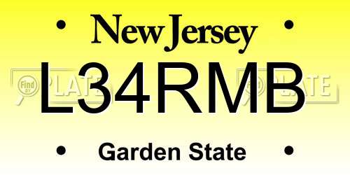 L34RMB New Jersey License Plate