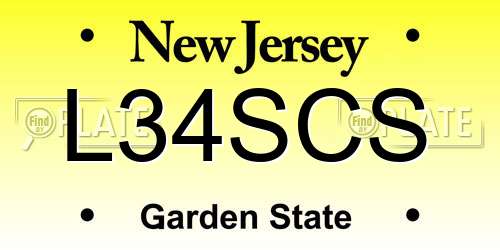 L34SCS New Jersey License Plate