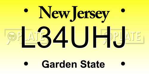 L34UHJ New Jersey License Plate