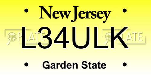 L34ULK New Jersey License Plate