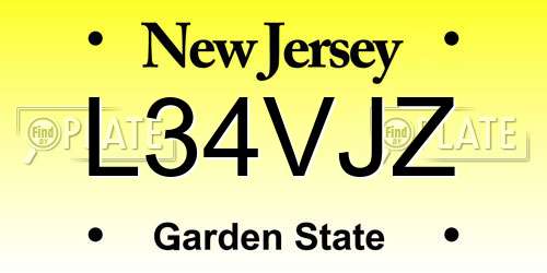 L34VJZ New Jersey License Plate